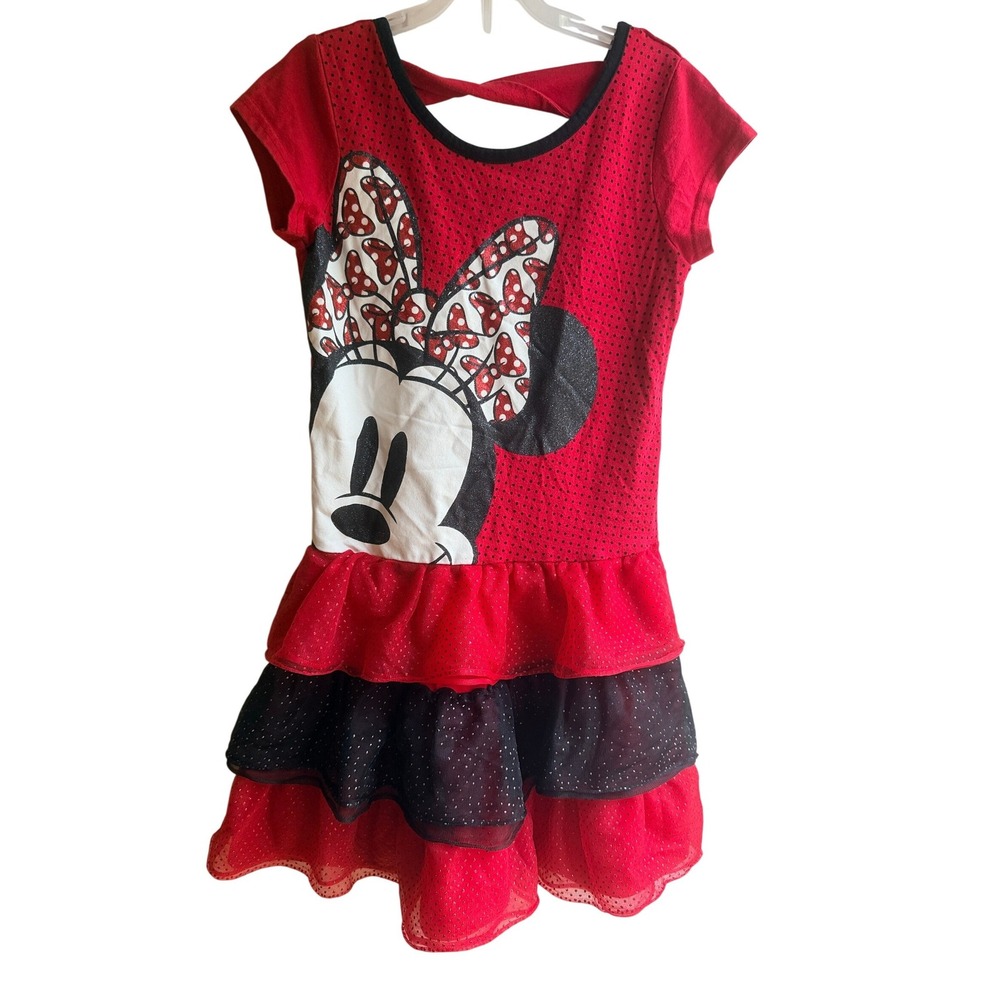 Disney Store Y2K Little Girls Red & Black Minnie Mouse Tutu Retro Dress M